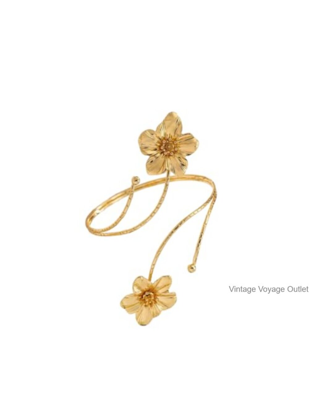 Floral Arm Cuff Bracelet Adjustable Chunky Boho Upper Arm Band Bangle Summer